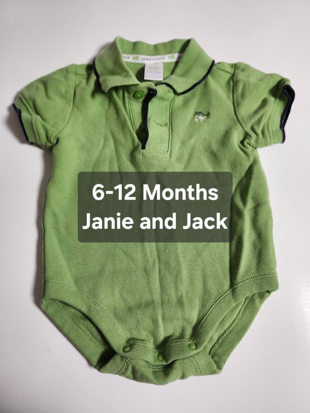 🎆 6-12 Months Janie And Jack Green Frog Onesie Baby Bodysuit